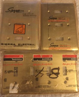 Vintage Mcm Mid Century Sierra Metal Light Switch Covers Set Of Three (3) Nos