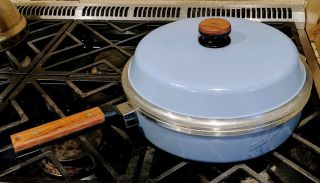 Large 11 " 4.  5 Qt Kf Kitchen Fair Blue Cast Aluminum Skillet Pan Pot Vintage Usa