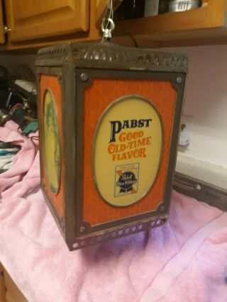 Vintage & Rare Pabst Blue Ribbon 4 Sided Rotating Lighted Beer Sign -