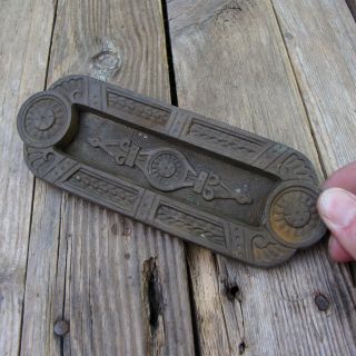 Antique Ornate Small Brass Letter Box Plate / Door Mail Slot / Mailbox