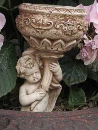 Awesome Old Vintage Garden Statue Cherub With Holder Fragment