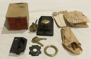 Vintage Eagle 3500 Dead Bolt Cylinder Rim Night Latch Lock Set