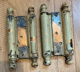 Pair 7” Antique Japanned Bommer Saloon Double Swing Door Hinges Copper Flashed