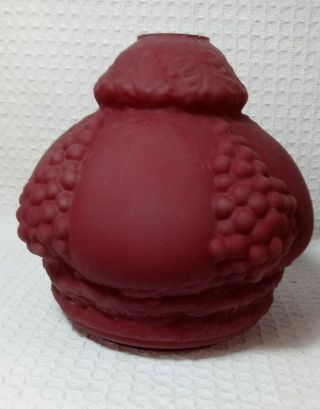 Antique Gwtw Ruby Red Satin Glass Embossed Grapes Lamp Base / Bottom Globe