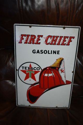 Vintage Dated 1962 Texaco Fire Chief Gasoline Advertising Porcelain Gas Oil Sign