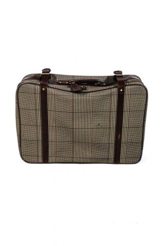 Polo Ralph Lauren Vintage Coated Plaid Zip Around Suitcase Luggage Bag