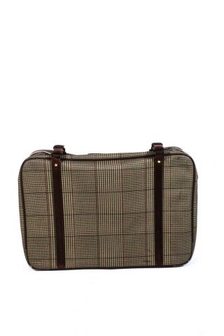 Polo Ralph Lauren Vintage Coated Plaid Zip Around Suitcase Luggage Bag 3