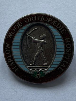 Harlow Wood Orthopaedic Hospital Vintage Enamel Silver Hallmarked Badge 1943