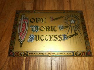 Vintage 1930s Shapleigh Hardware Store Keen Kutter Advertising Toc Tin Sign