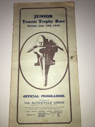 Isle Of Man Junior Tt 1929 Vintage Programme