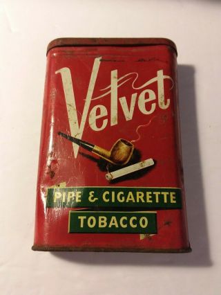 Antique Velvet Pipe & Cigarette Tobacco Tin Liggett & Myers Tobacco Co.