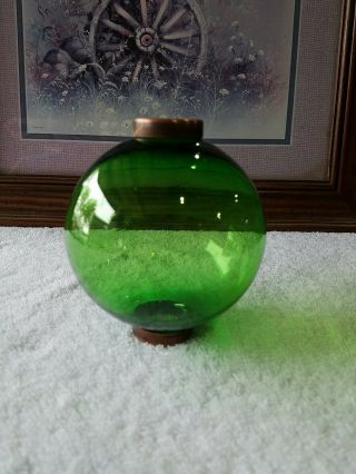Green Glass Lightning Rod Ball With Copper End Caps