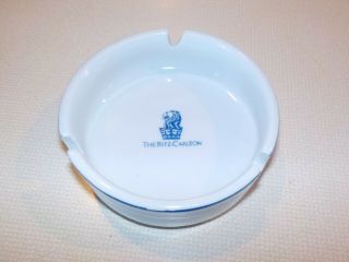 The Ritz Carlton Hotel Blue Lion Head Logo 3 5/8 " Porcelain Ashtray Trinket Dish
