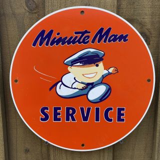 Vintage Union 76 Minute Man Service Porcelain Metal Sign Us Oil Lube Gas Station