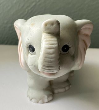Vintage Porcelain Homco Gray Baby Elephant Figurine,  Trunk Up - Adorable
