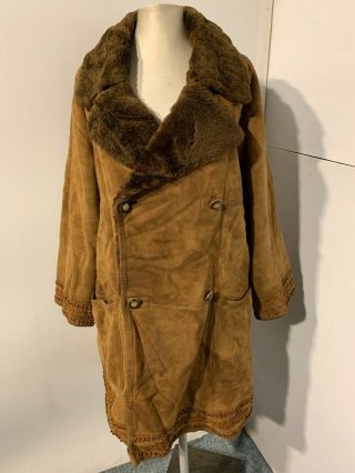 Fantastic Vintage Italian Mabrun Leather Sheepskin Coat Jacket Size 46 Xxl