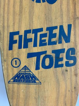 Nash Fifteen Toes Vintage Wooden 24 inch Sidewalk Skateboard Metal Wheels 1960s 2