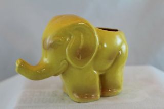 Vintage Antique Made In Japan Small Yellow Trunk Up Elephant Planter
