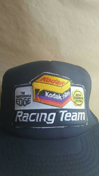 Vintage Nascar Kodak Film Racing Team Embroidered Patch Hat Black Rare