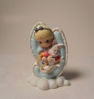 2011 Precious Moments Disney - Alice In Wonderland With Clock & Rabbit - Letter Y