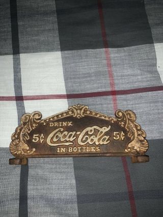 Coca - Cola Fountain Service Cash Register Sign Drink Coke In Bottles 5 Cents - 8”