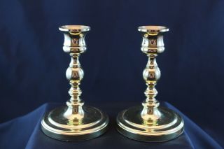 Baldwin Brass Candlestick Holders 4 5/8 " Tall Polished Brass Classic