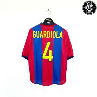 1998/99 Guardiola 4 Barcelona Vintage Nike Home Football Shirt (m)
