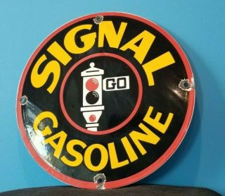 Vintage Signal Gasoline Porcelain Gas Motor Service Station Pump Sign