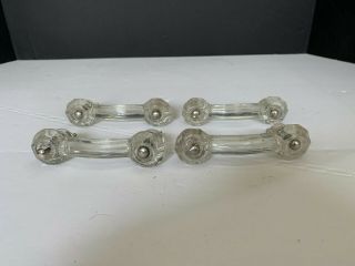 Vintage Clear Glass Handle Cabinet Drawer Pulls Set Of 4 A