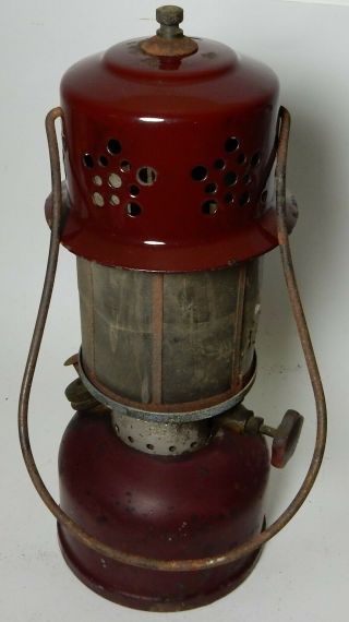 Old Agm American Gas Maroon 3905 Single Mantle Lantern Mica