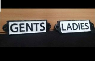 Vintage Style Cast Iron Ladies & Gents Toilet Signs Retro Shabby Chic