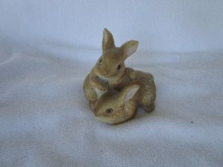 Lovely,  Vintage Homco Baby Brown Bunnies Figurine 1455 Quality Item