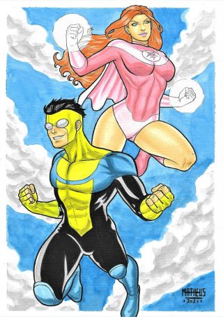 Invincible Atomic Sexy Watercolor Pinup Art Comic Page By Matheus Gomes
