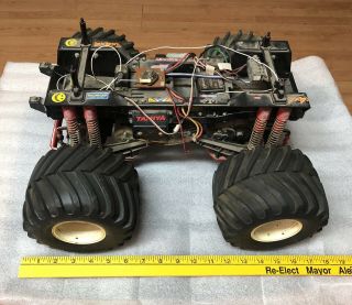 Vintage Tamiya Clodbuster Remote Chassis,  Engine,  Tires,  Rims & Other Parts