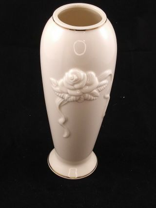 Lenox Small Rose Blossom Bud Vase Ivory Color Porcelain With Gold Trim