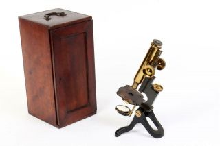 Vintage C1890 " R.  G.  Mason " Brass Microscope With Case  1516