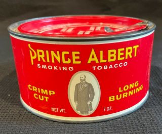 Vintage Reynolds Empty Prince Albert Can Smoking Tobacco Crimp Cut 7 Oz.  W/ Key