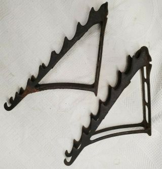 Two Antique Cast Iron Hardware Store Tool Display Rack Rustic Industrial Hook