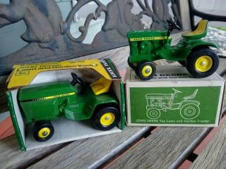 2 Vintage Ertl John Deere 1/16 Scale Lawn And Garden Tractor Toy 591 & 550 Nib
