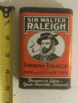 Vintage Pipe Cigarette Smoking Tobacco Tin Sir Walter Raleigh Circa 1940s
