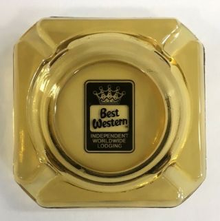 Vintage Best Western Amber Glass Square Ashtray 3.  5 " X 3.  5 "