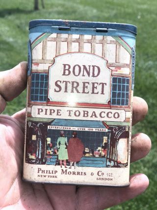 Vintage Antique Philip Morris Bond Street Pipe Tobacco.  Cigar,  Pipe, .  Old Can