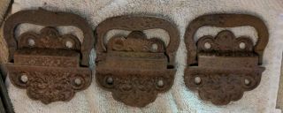 3 Antique Cast Iron Bin Or Drawer Pulls Eastlake Wysiwyg
