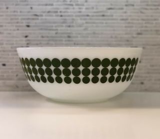 Vintage Pyrex Green Dot Milk Glass Mixing Bowl Large 4 Quart 404 Made In Usa