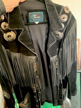Vintage Leather And Silver Bead Fringe Jacket By Echo Mountain By Arturo