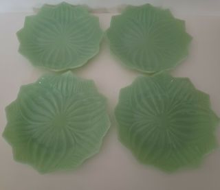 Vintage Jadeite Fire King Lotus Salad Plates,  Set Of 7