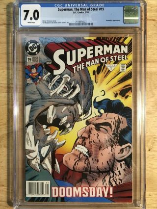 Superman: The Man Of Steel 19 Cgc 7.  0 (fn/vf) Doomsday Appearance Newsstand