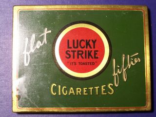 Vintage Lucky Strike Cigarettes Flat Fifty Tin 1929 Empty