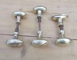 Antique Pairs Door Knobs/handles,  French,  Brass,  Oval,  Hardware