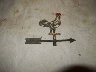 Vintage Antique Small Rooster Weather Vane Topper On Arrow For Restoration